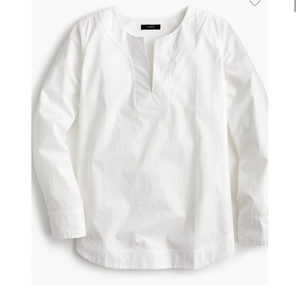 J.Crew Cotton Poplin Tunic Shirt- NWT- White Size Tall Small